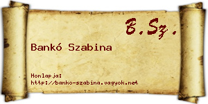 Bankó Szabina névjegykártya